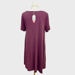 Zenana Outfitters New Casual Travelers Dress Women's Size L Flare Short Sleeve Eggplant Photo 4