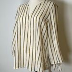 MICHAEL Michael Kors Logo Gold Chain Blouse Cuff With Tie Women’s Size Medium Photo 2