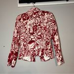 Lafayette 148 Blazer Jacket Top Red Cream Floral Size 6 Silk Linen Cotton Blend Photo 3