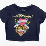 Ed Hardy  Baby Doll Black Cropped Tee M Photo 0