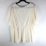 Bloomchic  Plain Geometric Ruffles Short Sleeve Keyhole Neck Blouse Ivory 22-24 Photo 3