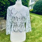 Vintage White and Silver Sequin Capelet Photo 3