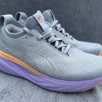 ASICS Women’s 8 Gel-Nimbus 25 Piedmont Grey Pure Silver Purple Orange Photo 0