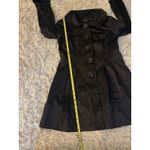 I.N. San Francisco Women's Black Satin Collared Button Front Trench Coat M Photo 5