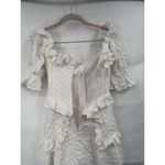 Sabo Luxe Mini Dress Women 4 White Ruffle Textured Floral Peasant Milkmaid Photo 2