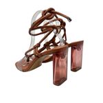 Schutz Siena Ankle Tie High Heel Sandals Caramel Brown Clear Size 9.5 Photo 10