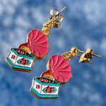 Handmade Retro Vinyl Record Player Earrings Photo 1