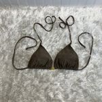 PilyQ Gray Brown Taupe Triangle Bikini Top Gold Accent Sz Small Photo 1