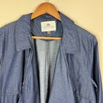 1 Sunset Lane Jacket Womens Large Blue Chambray Duster Draped Open Front Cinched Photo 6