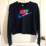 Nike Cropped Long Sleeve Sweatshirt in Black with Colorful Logo Photo 1