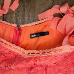 INA  Orange Eyelet Lace Crochet Peplum Cold Shoulder Blouse Top Photo 2