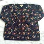 Vintage Paris Sports Club Allover Embroidered Floral Pattern Sweater Blue Photo 7