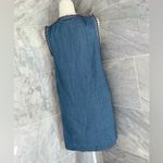 J.Crew  Washed Chambray Jacquard Print Trim Tie Neck Dress Size Small Photo 1