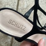 Schutz Roxi Nubuck T-strap Platform Sandals In Black Photo 6