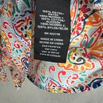 Zac and Rachel Button Up Womens 2X Top Colorful Paisley Short Sleeve Ruffle Boho Photo 6