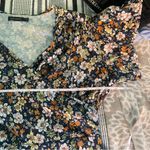 MikaRose Fit Flare Midi Dress 1X Floral Navy Blue Orange Flower Boho Bloomcore Photo 6