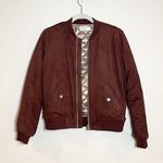 Black Swan Maroon / Purple Suede Bomber Jacket Photo 0
