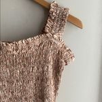 Madewell Linen-Blend Lucie Smocked Tank Mini Dress Painted Seashells Tawny Sand Photo 3