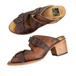 Freebird Caprice Brown Leather Buckle Mules Clogs Size 9 Photo 2