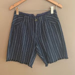 Free People NWT ‎ Linen Cotton Stripe Raw Hem Shorts in Navy Size 0 Photo 0