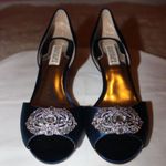 Badgley Mischka  Blue Kitten Heel Evening Pumps Sz 7.5 Photo 2