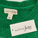 Maison Jules  Striped Metallic Chenille Crew Neck Sweater Shmarock Leaf Small Photo 6
