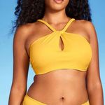 Shade & Shore Women's Halter Neck Braided Strap Underwire Bikini Top Yellow 36D Photo 0