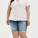 Torrid Peach Blush Short Sleeve Linen Fit and Flare Top NWT Size 00 M/L Photo 0