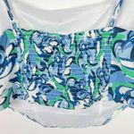 Midnight sky NWT Floral Linen Blend Bustier Crop Top Blue Green Size Large L NEW Photo 8