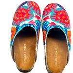 Chelsea and Violet  Embroidered Platform Cleo Clogs Colorful Floral Slides Size 8M Photo 2