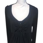 Worthington  Black Long Sleeve Blouse 3 button Ruched Dressy  Photo 1