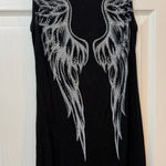 Vocal Y2K-  apparel black angel wing rhinestone tank sz large EUC Photo 0