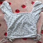 Hollister White & Blue Floral Puff-Sleeve Ruched must-have collection from the 2000s! Photo 7