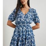 Rails Fiorella Mini Dress in Chambray Floral Size Small Ruffles Flirty Summer Photo 11