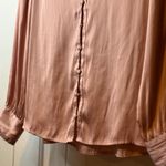 Paige  Pink Smocked Shoulder Button Front Blouse Shirt Top Long Sleeve Size S Photo 7