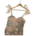 Lulus New Dress Womens Medium Tan Floral Embroidered Midi Bustier Fairytale Days Photo 3