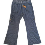 XCVI  Washburn Cargo Pants Sz XL Blue Utlilty Lightweight Flare‎ Leg Comfort Photo 0