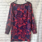 Rachel Roy Navy Blue Red Design Long Sleeve Mini Dress Sabrina Neck Size Medium Photo 1