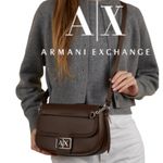 Armani Exchange Brown saddle messenger Crossbody Bag – AX Logo Clasp, NWT Photo 13