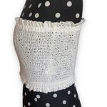 SheIn Womens Tube Top Size Small Cream Eyelet Gathered Strapless Lace Photo 3