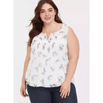 Torrid  Blueberry White Crinkle Chiffon Sheer Pintuck Tank 00 M/L NWT Photo 7
