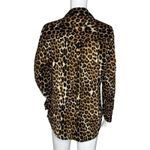 EXPRESS Shirt Womens Medium Black Brown Cheetah Portofino Office Casual Edgy Photo 2