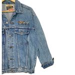 London Fog Vintage Bicycle Embroidered Denim Trucker Jean Jacket Size Large Photo 3