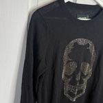 Zadig & Voltaire Black Cashmere Sweater with Silver Rhinestone Skull W1959 Sz L Photo 3