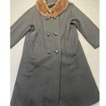 Women's National Coat and Suit Industry Coat Medium Wool Black Brown Fur Collar Photo 0
