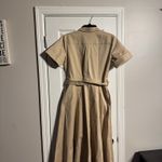 J.Crew utility shirt dress tan khaki gold button Midi Dress Belt flare neutral Photo 7