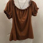 2000s Brown Whimsygoth Coquette Sweetheart Ruched bust Babydoll Bow Tie Front Top Shirt Blouse Short Sleeve Ruffle #Y2K #Whimsigoth #fairy Measurement in pics (has stretch) Size XL Photo 5