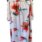 Ces Femme Cold Shoulder Sleeve Floral Dress Boho Bohemian Cottage White Photo 0