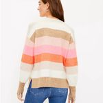 Loft Orange Pink Striped Relaxed V-Neck Sweater Size XL Photo 3