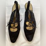 Saks Fifth Ave Vintage FENTON LAST Black Suede Sling Back Lace‎ Up Shoes Size 10 Photo 1